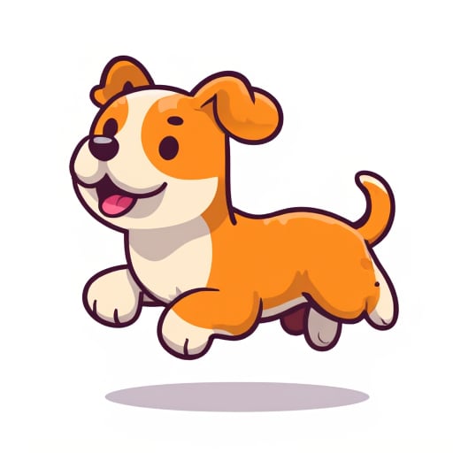 cute dog smiling while running vector illustration with mujibvector style, isolated in white background