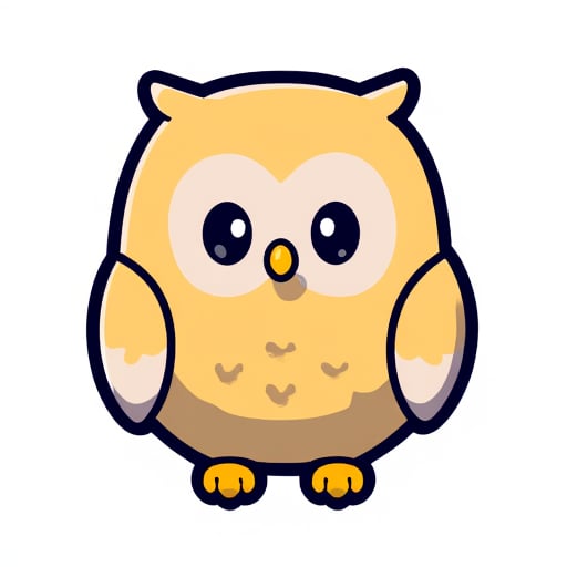 cute owl vector illustration with mujibvector style, isolated in white background