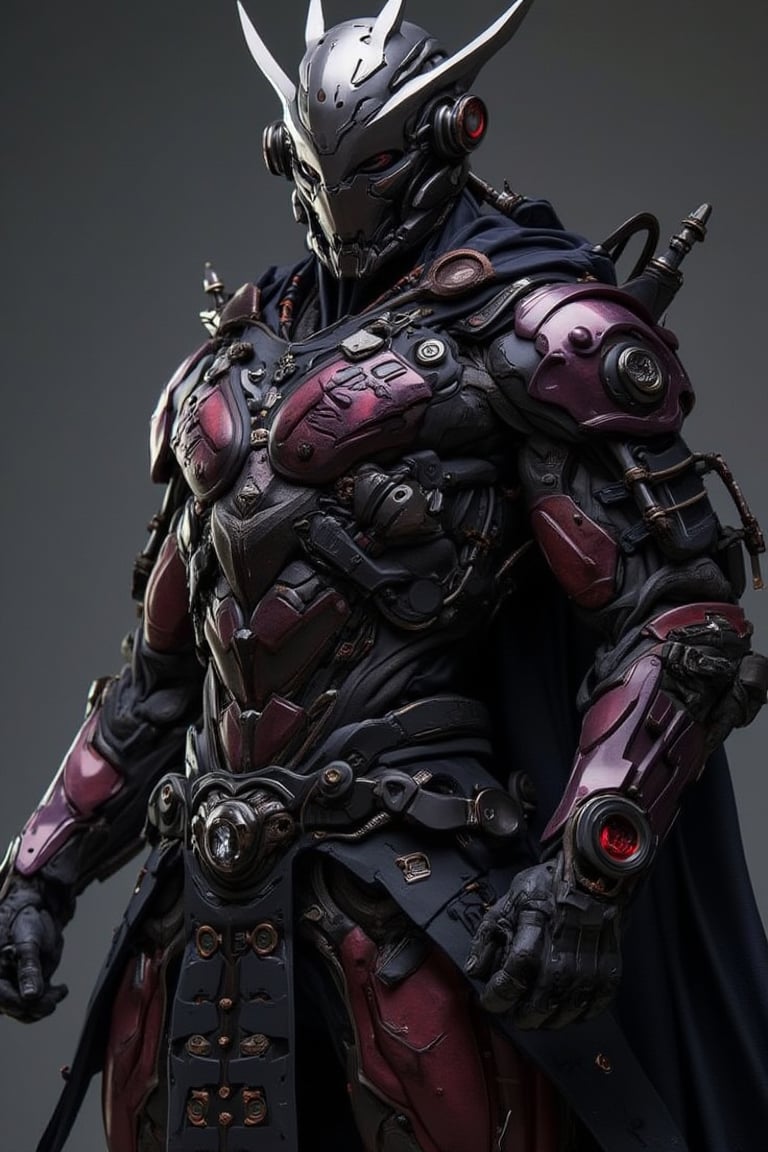 A full-body shot of a matte polycarbonate surface reflecting a superhero in a Japanese armour suit. The suit's intricate details and vibrant colors blend seamlessly with the reflective material. The lighting is dramatic, highlighting the metallic elements and casting dynamic shadows. The composition is centered, focusing on the superhero's form within the armour suit and the smooth, reflective surface.