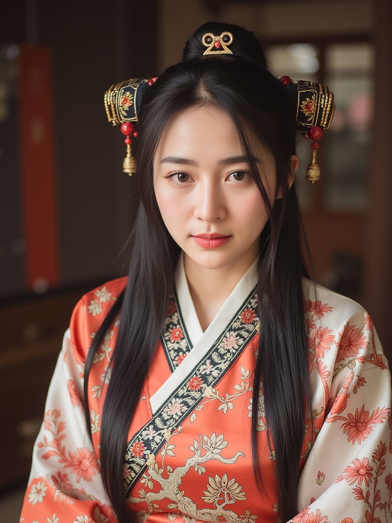 A photo of a Chinese woman 22-year old with china ancient dress 