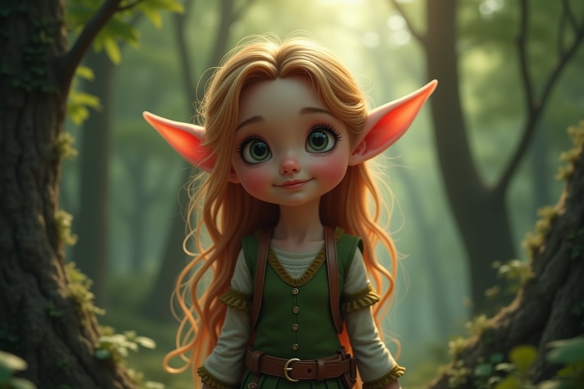 Cute elf girl in forest