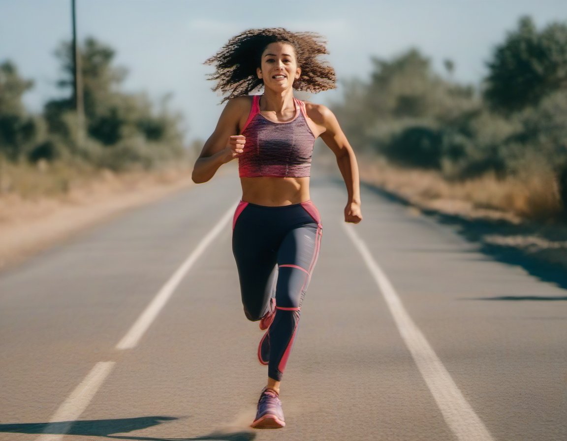 A women running on the road