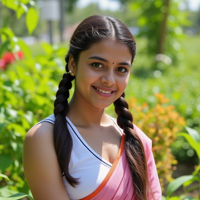 indian college girl 
in garden