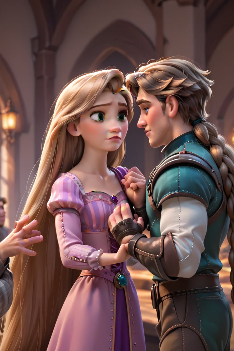 1 very muscular girl Rapunzel, 2 man Flynn Rider, Rapunzel hugs Flynn Rider tightly, perfect 5-fingered hands, perfect body, clean people positions,
score_9, score_8_up, score_7_up, PAUSE,