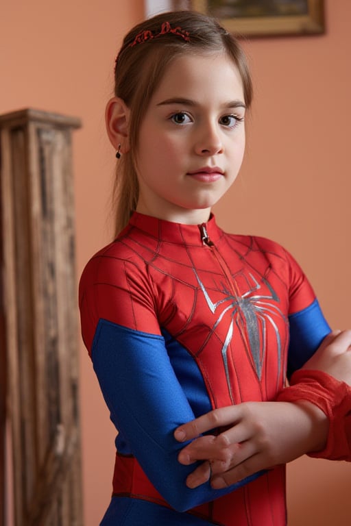 brown hair, Laurabcunny with spiderman suit