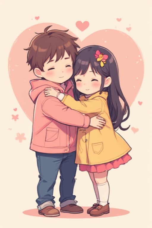 sister, brother, couple, hugging, pastel colors, kawaii, cute colors, i luv u sister, i love you too brother, anime