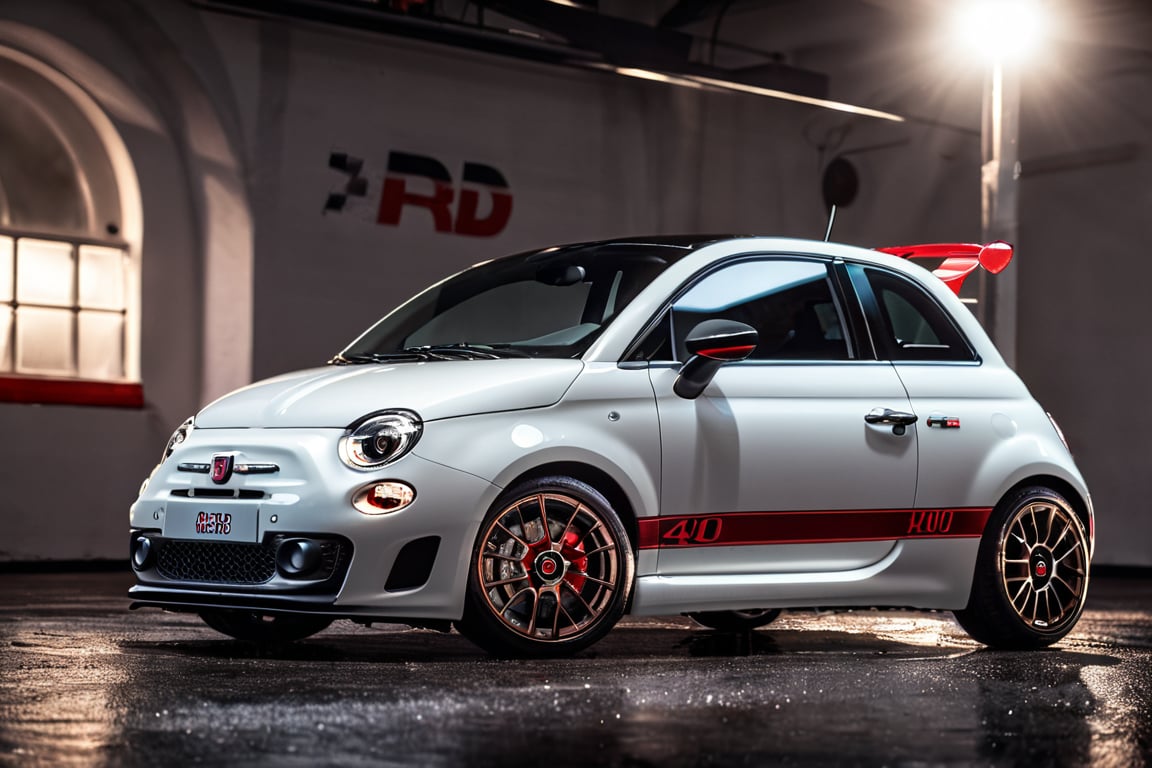 car photography, fiat abarth 500, 8k, 4k, detailed, attractive, beautiful, impressive, photorealistic, realistic, cinematic composition, volumetric lighting, high-resolution, vivid, detailed, stunning, professional, lifelike, crisp, flawless, DSLR, 4k, 8k, 16k, 1024, 2048, 4096, detailed, sharp, best quality, high quality, highres, absurdres, maximum detail, hard rim lighting photography, hyper realism, high detail, 8k, HDR, UHD