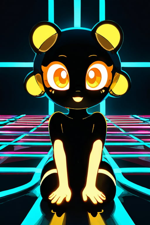 a (cute girl:1.1) outlined in lighting, brilliantly lit and expertly coloured. colourful. HD finished work. Intricately detailed work of art. glow of neon, glow of UV, (lightning effects in background:0.1)