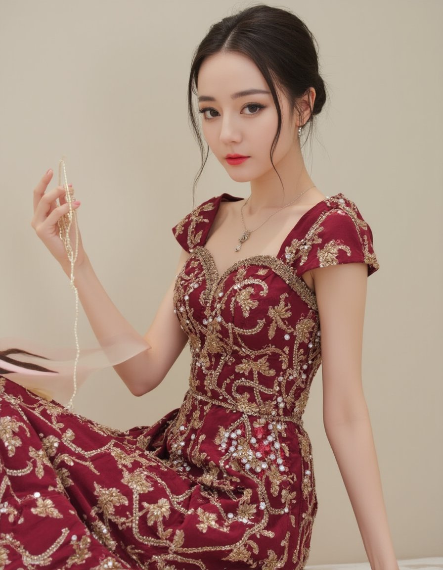 (masterpiece realistic:1.2),best quality,masterpiece,original,extremely detailed ,1girl, cngirldl, nail polish,long dress, <lora:XL_CNGirlDL:1.1>