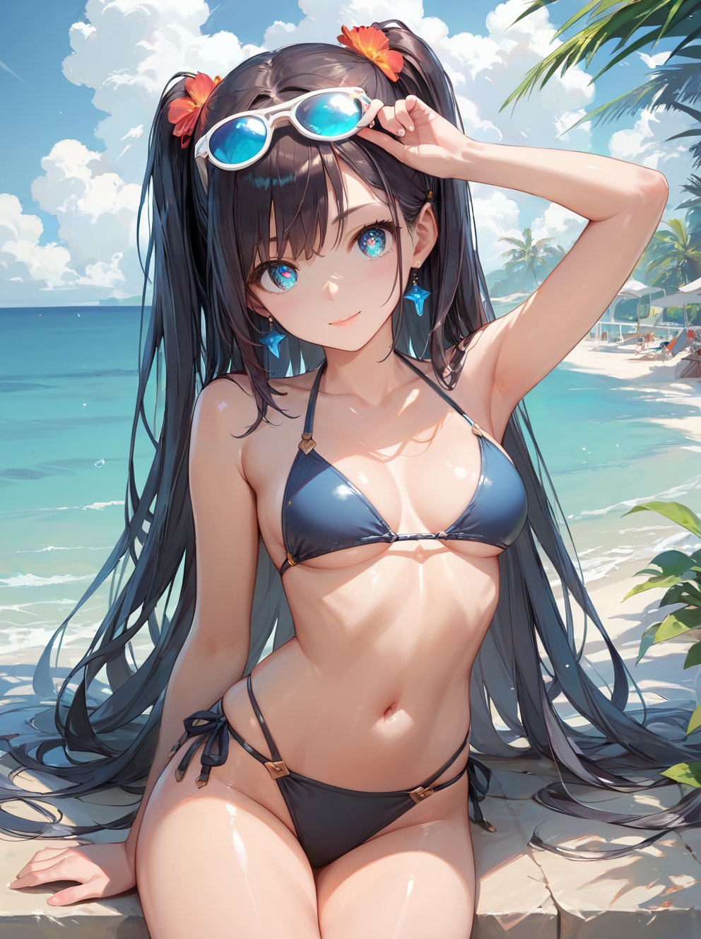 score_9, score_8_up, score_7_up,source_anime, high res image,masterpiece,best quality,girl,cute face,clear skin,shiny hair,ultra detailed eyes,bikini