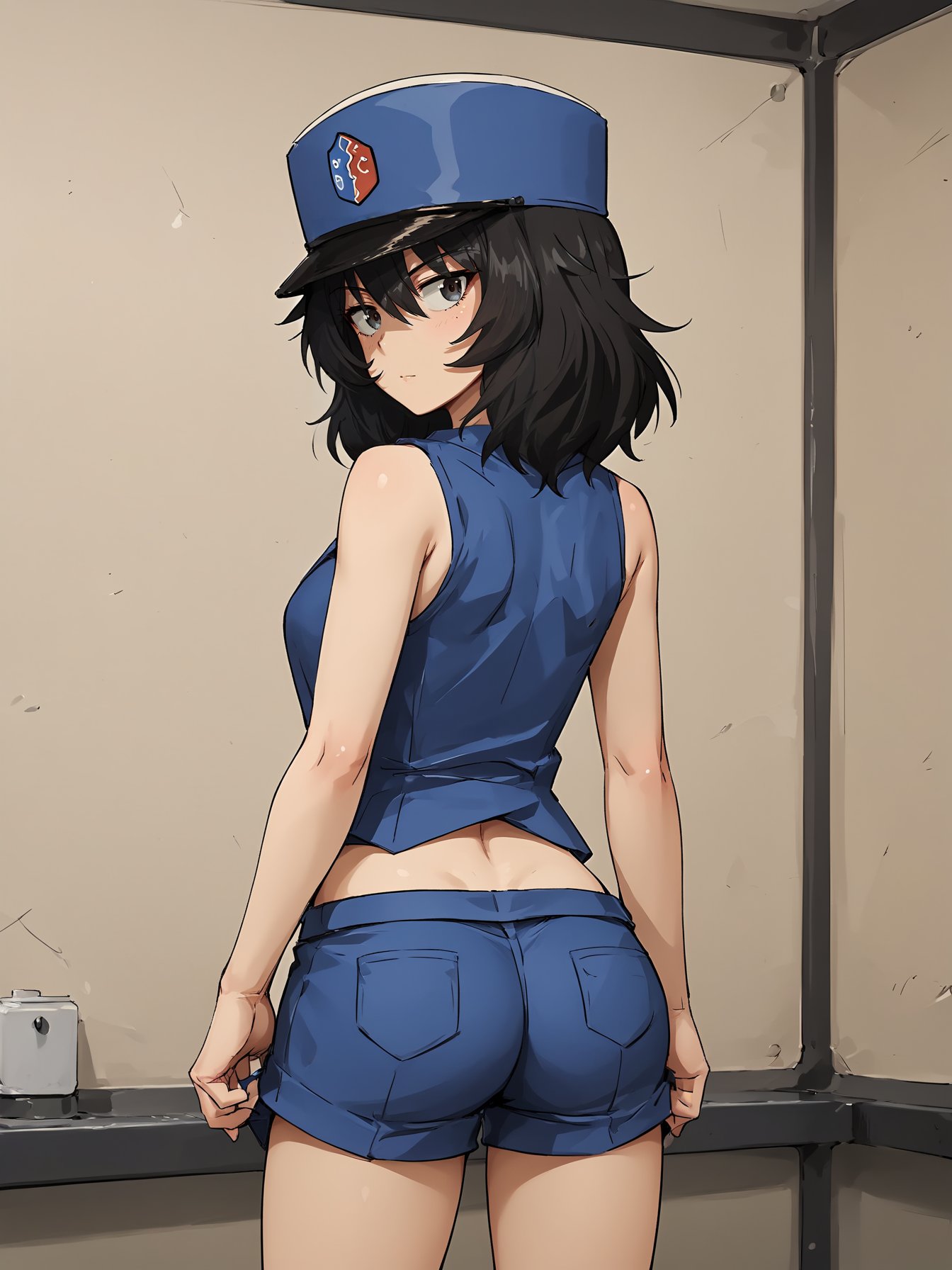 (score 9 up, score 8 up, highest score, highest quality), <lora:Girls_Und_Panzer_Rena_Andou_Character_PonyXL:1> andou (girls und panzer),  1girl, standing, looking back at viewer,