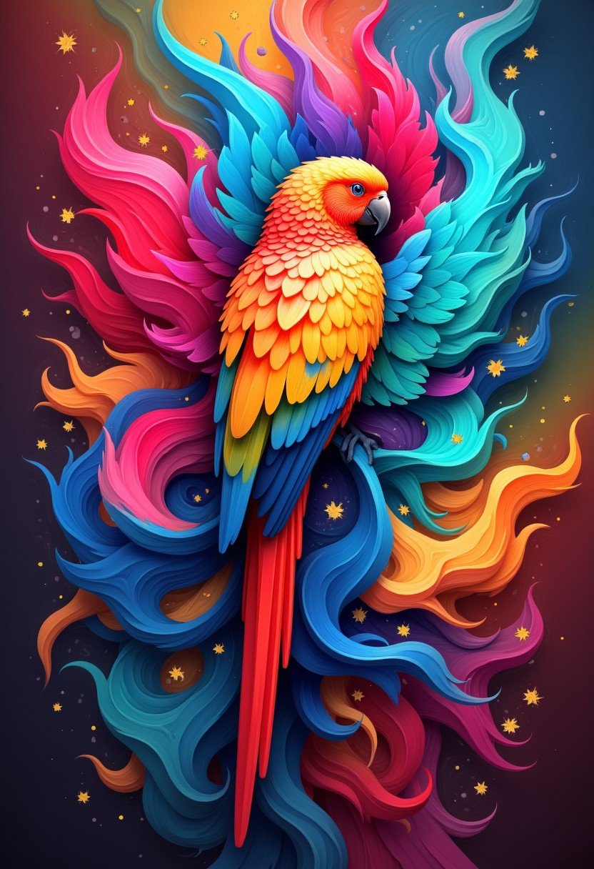 colorful, image, background, bird, DreamArt