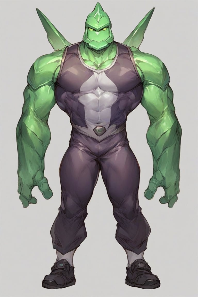 score_9, score_8_up,score_7_up, anime origin, alien diamondhead, robot In good physical shape, Ben 10 costume, full body, Male focus, Standing facing viewer,front view,