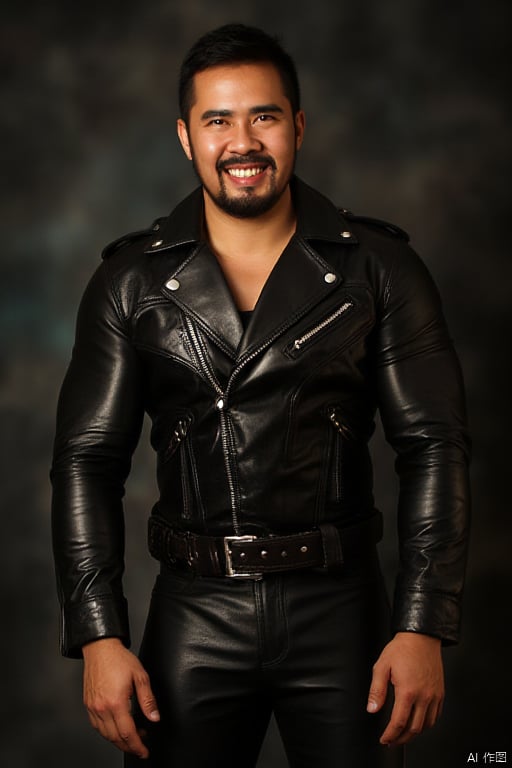 masterpiece, 8k, HDR, best quality, photography, analog style, real life, extremely beautiful, (highly detailed, intricately detailed), 1boy,mature man,AsianXM, leathersuit,muscle,