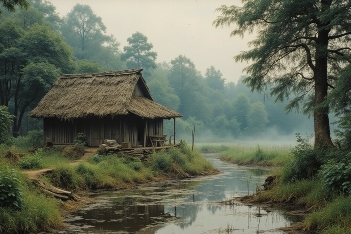 Malay village circa 1950 ,kalarcat