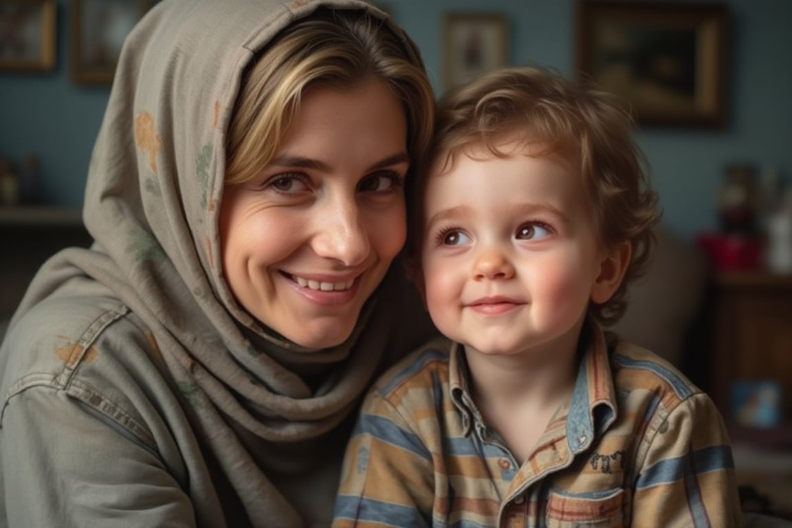 women Wear hijab with her son ,kalarcat