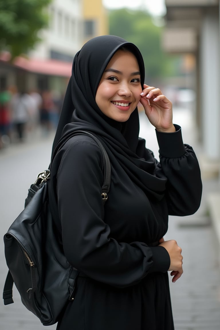 Malay women wear hijab in black and white ,hitamputih