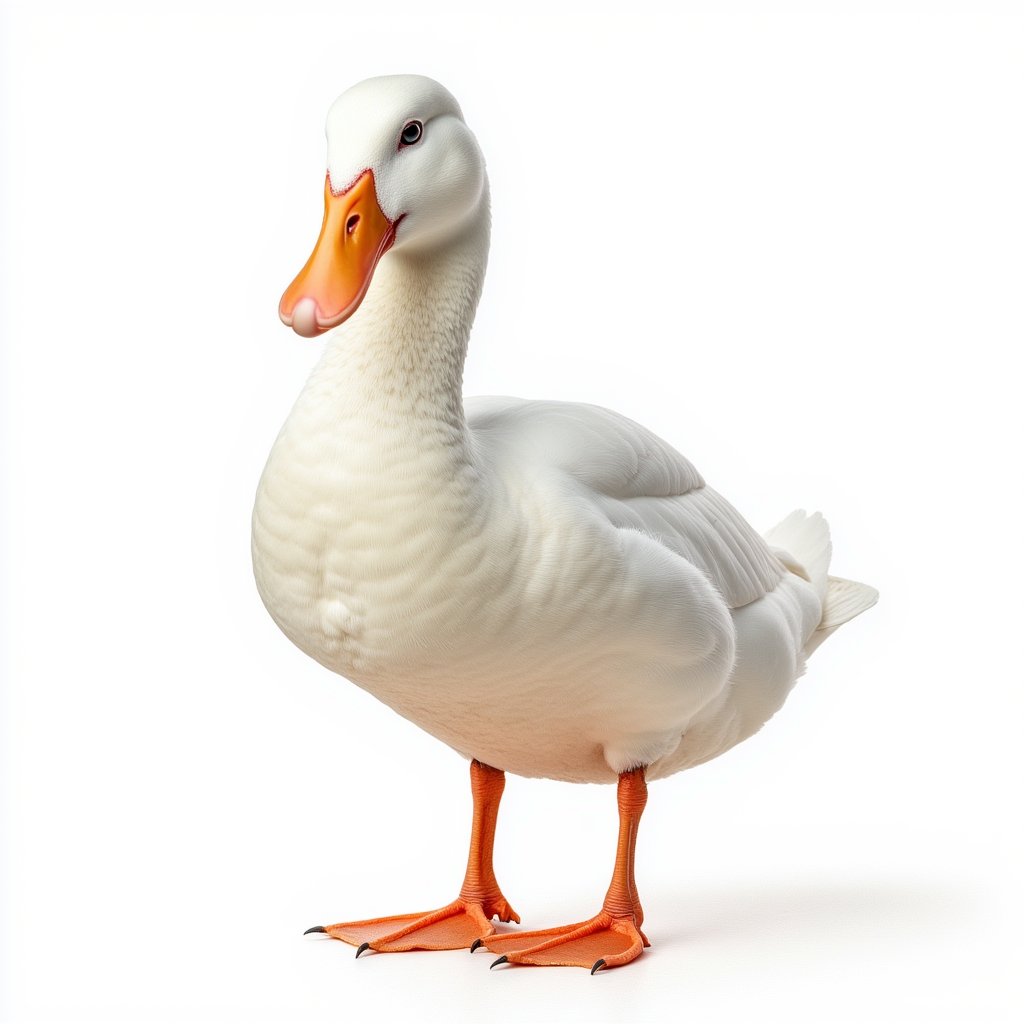 Isolated Object,white background, 32k, 8k, Photorealistic of a Duck