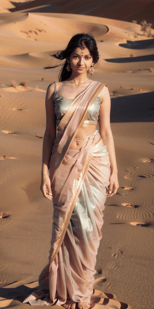 Tamil, Hindu, Girl, At the desert, Saree, realistic