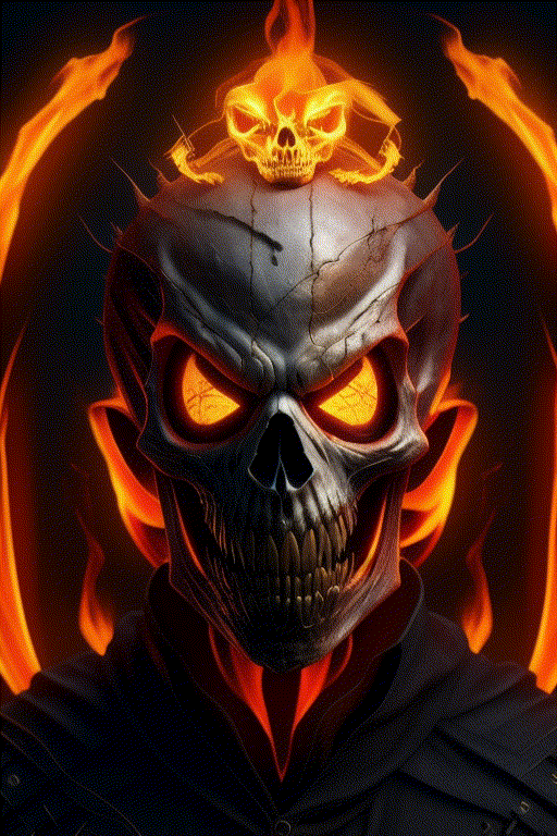 Ghost Rider. Bone white Flaming skull face. trending on artstation, sharp focus, studio photo, intricate details, highly detailed, by greg rutkowski,Jack o 'Lantern