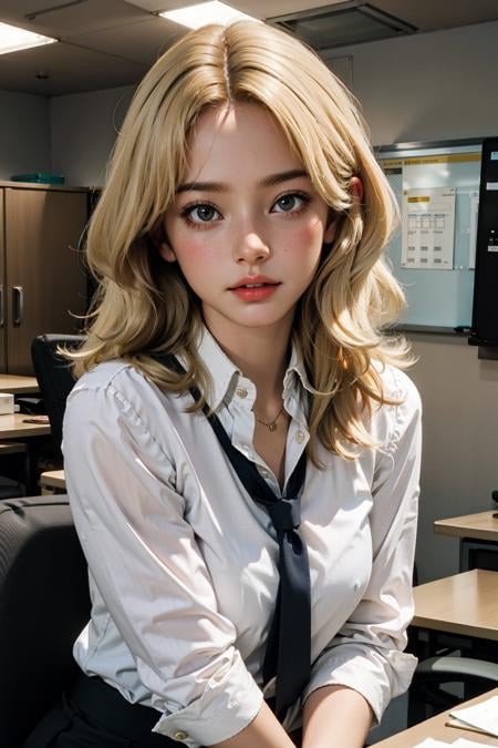 woman, blonde hair, office lady,