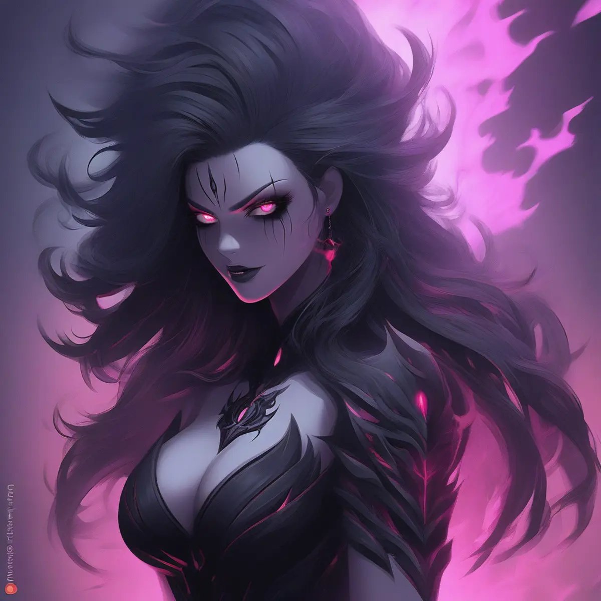 dark aura, sexy evil girl, half nude
