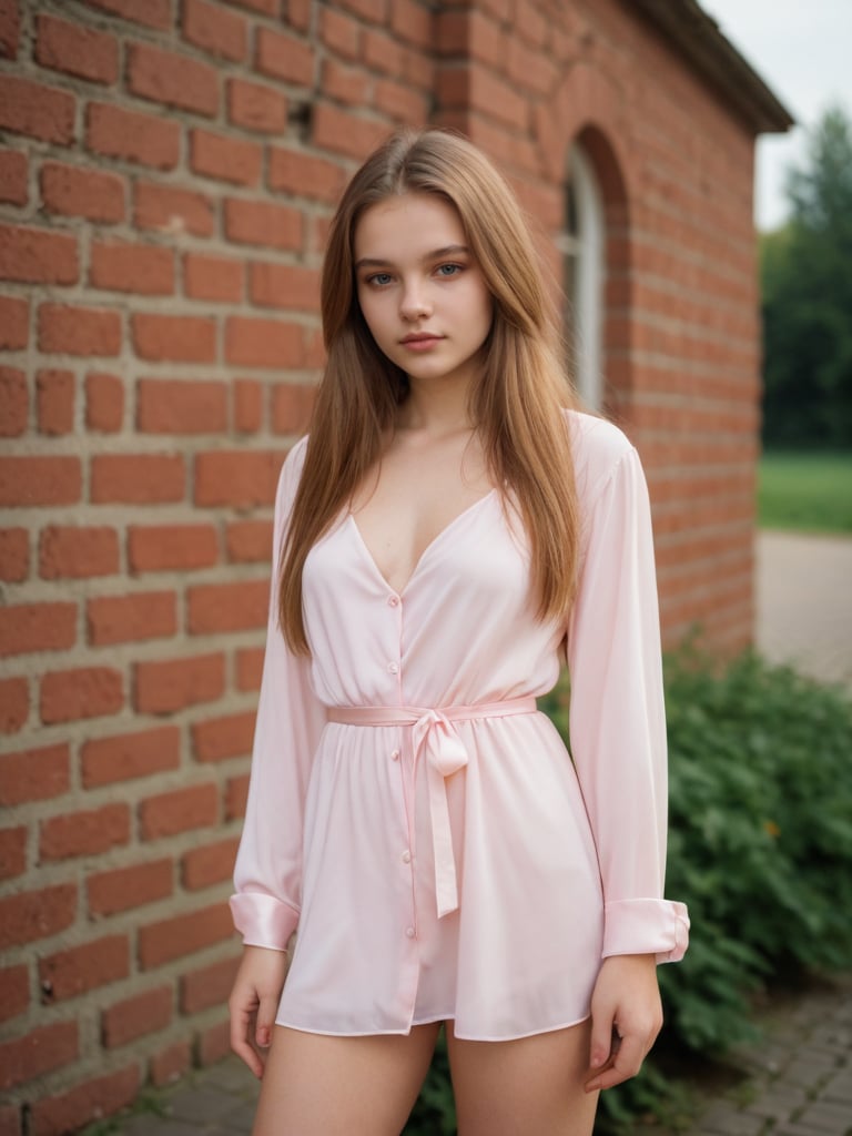 best quality, editorial a young girl 18yo skin skin-color color stand in poland, satin, General_Camera  85mm f1.1 len, realistic