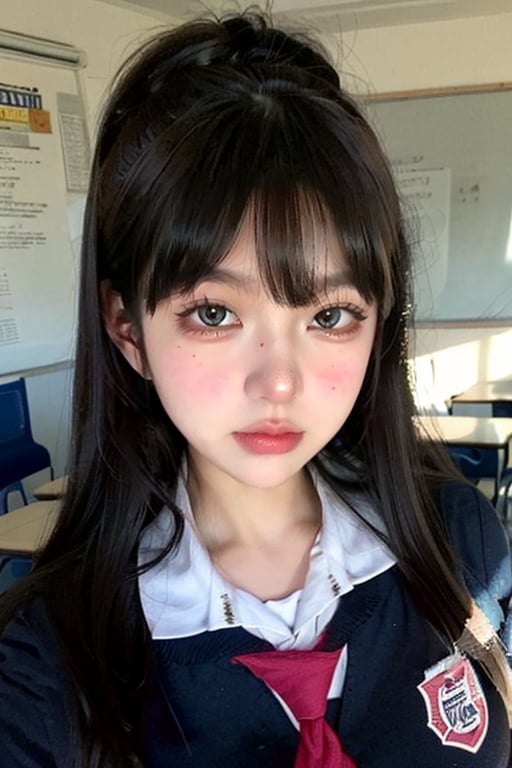 <lora:EpicMakeupV2-000005:0.8>,EpicMakeup,portrait,1girl,school uniform, in classroom