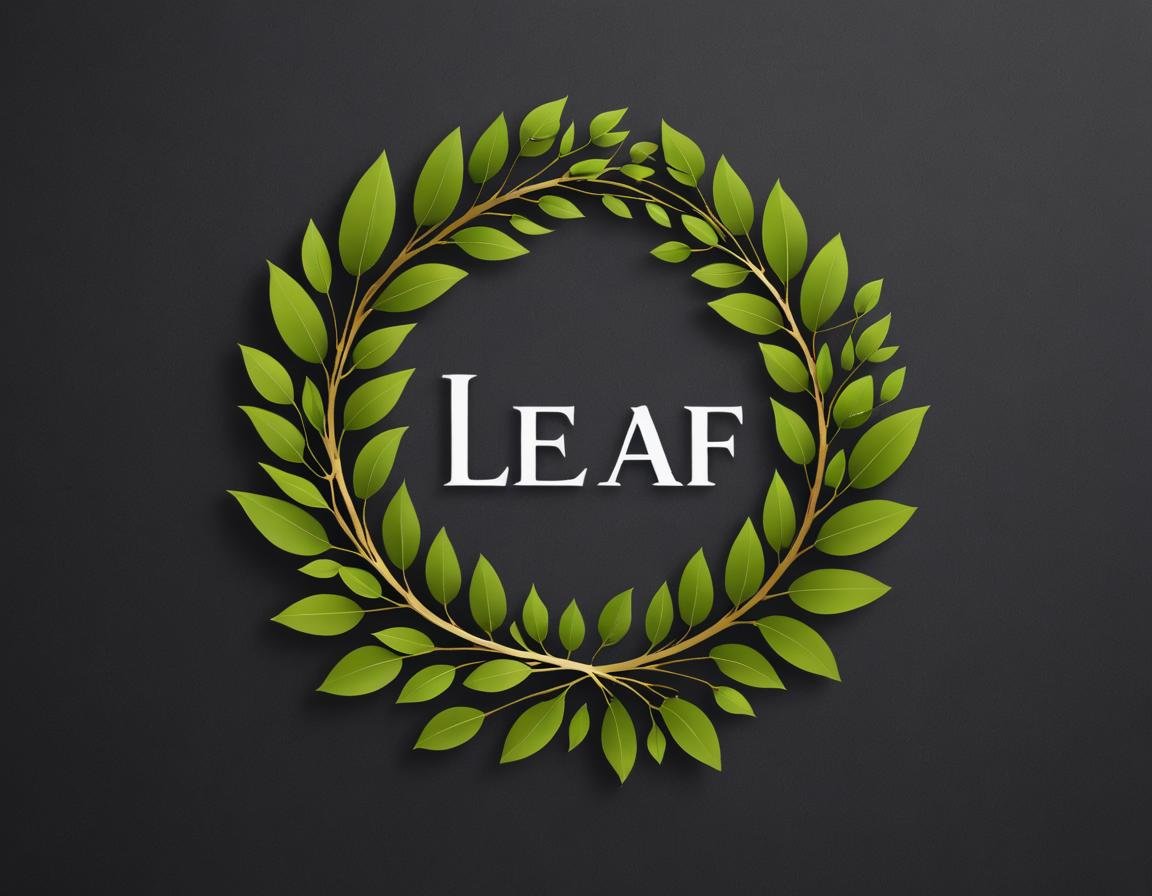 A wreath symbol surrounding the word Leaf.