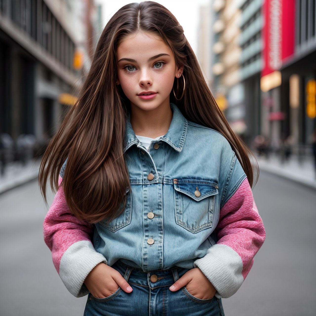 extra resolution, looking back, portrait of stunning (AIDA_LoRA_MeW2016:1.12) <lora:AIDA_LoRA_MeW2016:0.86> as little girl wearing a sherpa jacket and jeans on the street, outdoors, pretty face, naughty, funny, happy, playful, intimate, flirting with camera, cinematic, insane level of details, studio photo, studio photo, kkw-ph1, hdr, f1.8 , getty images, (colorful:1.1)