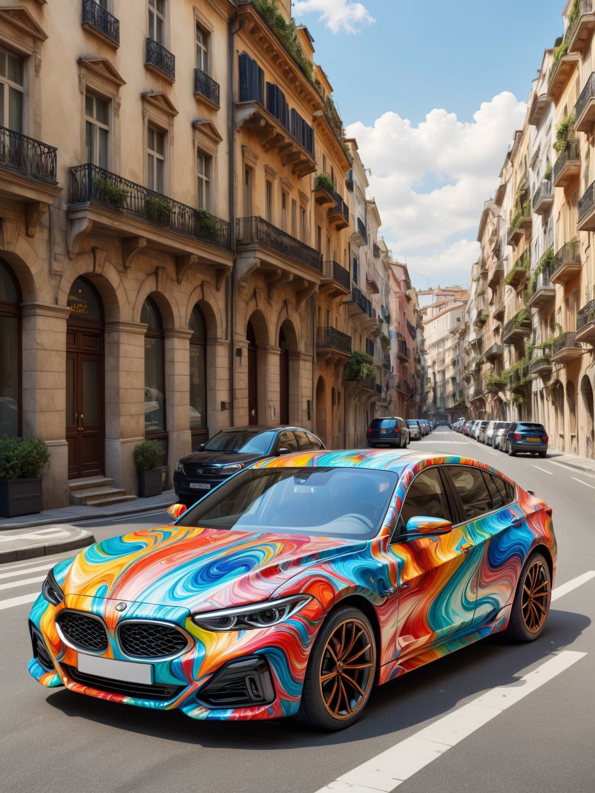 mad-marbled-paper car, city <lora:Colorful_Marbled_Paper_SDXL:0.6>, (masterpiece:1.2), best quality