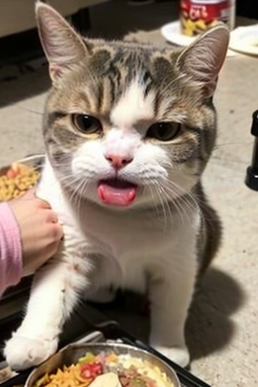 <lora:EpicFunnyCat:0.8>,EpicFunnyCat,funny, The cat is angry because his food was taken away from him