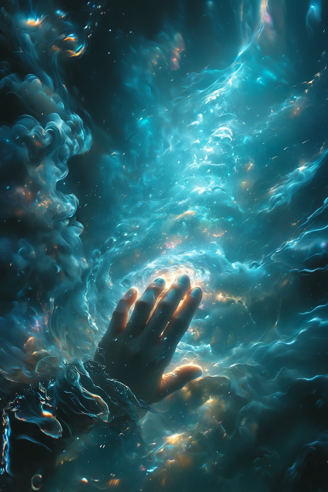 a breathtaking underwater photo of a hand underwater touching the surface to create a ripple of bright abstract eye galaxy nebula vortex of beauty and nature, sunlight and chaos<lora:EMS-364634-EMS:0.800000>, <lora:EMS-83584-EMS:1.200000>, <lora:EMS-22619-EMS:0.800000>, <lora:EMS-385891-EMS:1.000000>, <lora:EMS-66901-EMS:0.800000>