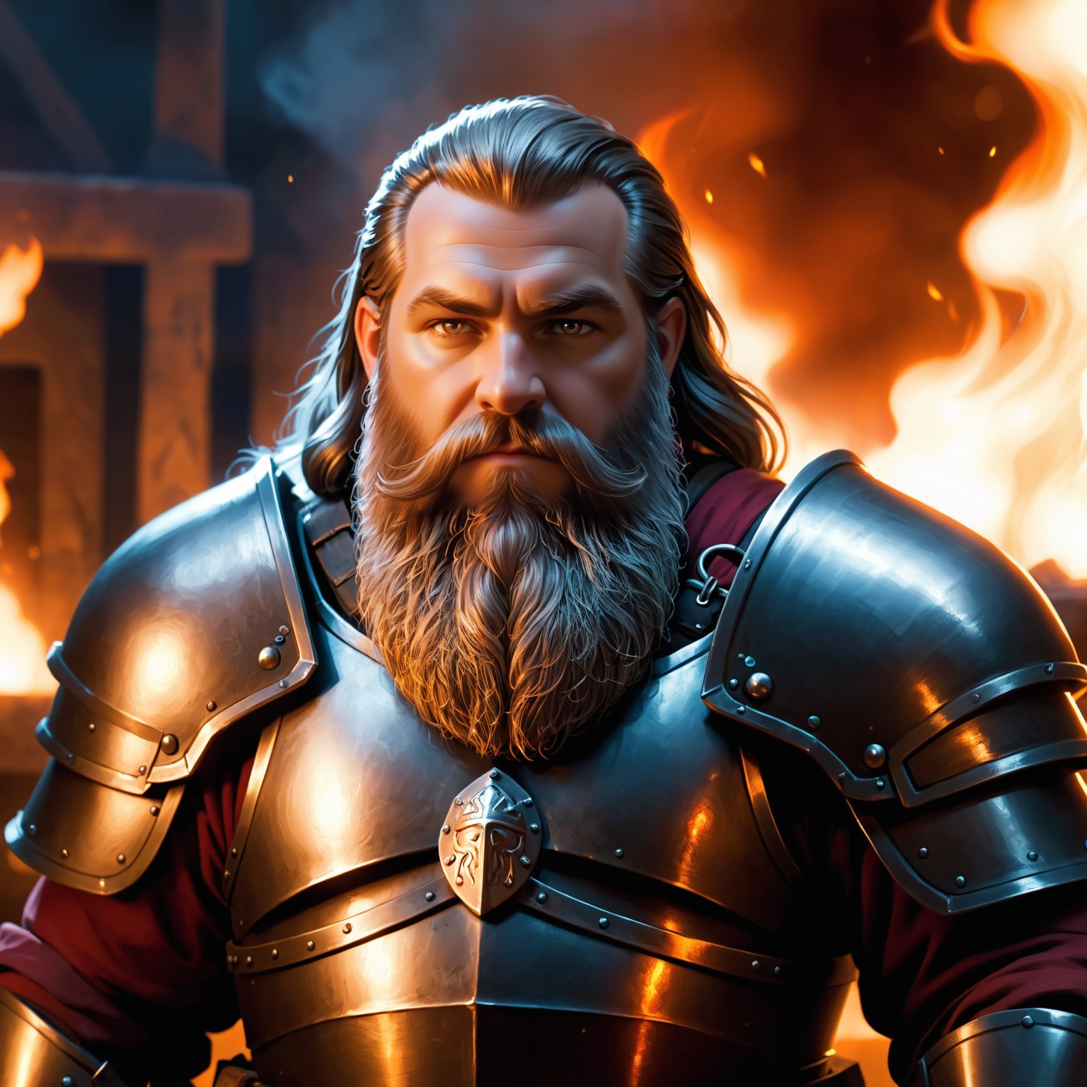 cinematic film still score_9, score_8_up, score_7_up, score_6_up, score_5_up, score_4_up, 1huge male, dwarf, long beard, old, armored, serious, solo, in a forge, fire aura, fantasy, solo focus, epic . shallow depth of field, vignette, highly detailed, high budget, bokeh, cinemascope, moody, epic, gorgeous, film grain, grainy