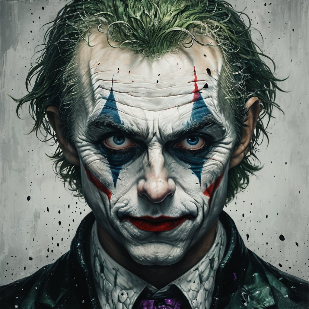 impactful paint of portrait of The Joker <lora:The_Crazy_Style:0.8> ,    highly detailed,   8k,   sharp,  professional, clear,   high contrast, high saturated, , vivid deep blacks, crystal clear 