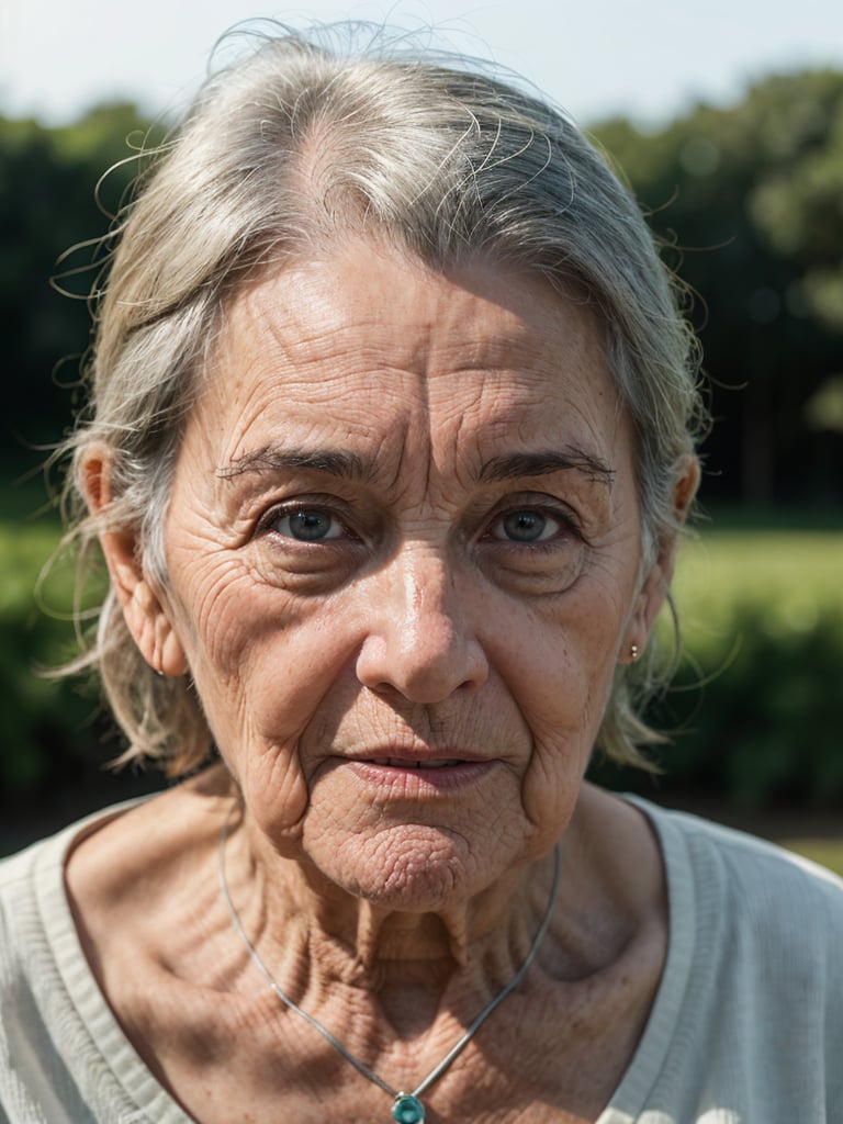 A portrait of an elderly person, with every wrinkle telling a story of a life well-lived, shot in natural light to capture the depth of expression and the soulful eyes that reflect wisdom and resilience.
