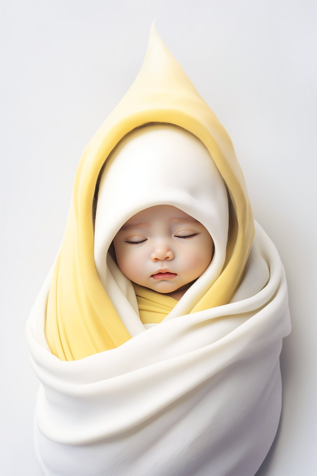 <lora:婴儿写真:0.7>,baby,white_background,swaddle,eyes closed,yellow shade,fluffy,