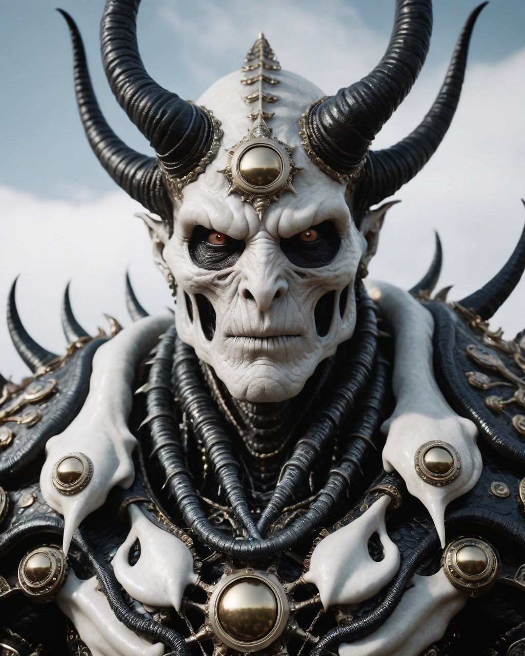 <lora:mms4.2:1> (monster)  low-angle close-up portrait of a god-of-death-alien-demon wearing a extremely detailed warrior armor, glossy white porcelain +carbon-fiber scales + expandable metallic tentacles, beautiful ligthing, Steampunk features, baroque, cables, ultra realistic, Unreal Engine 5, realistic CGI, cover, sfx, vfx, fog, cinematic, 32k,Highly Detailed