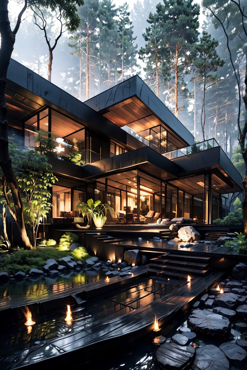 vn, outdoors, water, tree, no humans, window, plant, nature, scenery, forest, rock, EpicHouse, a house <lora:EpicHouse-000006:1>