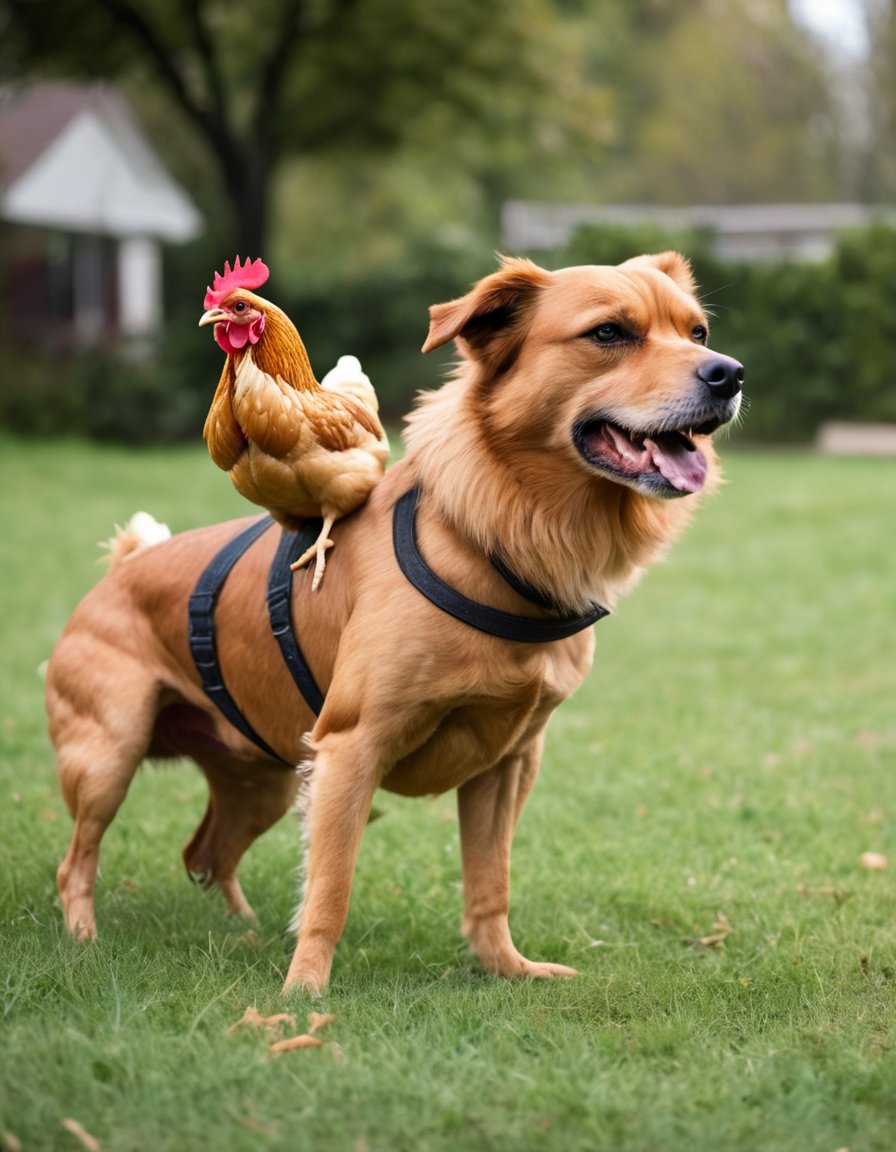 a chicken over a dog