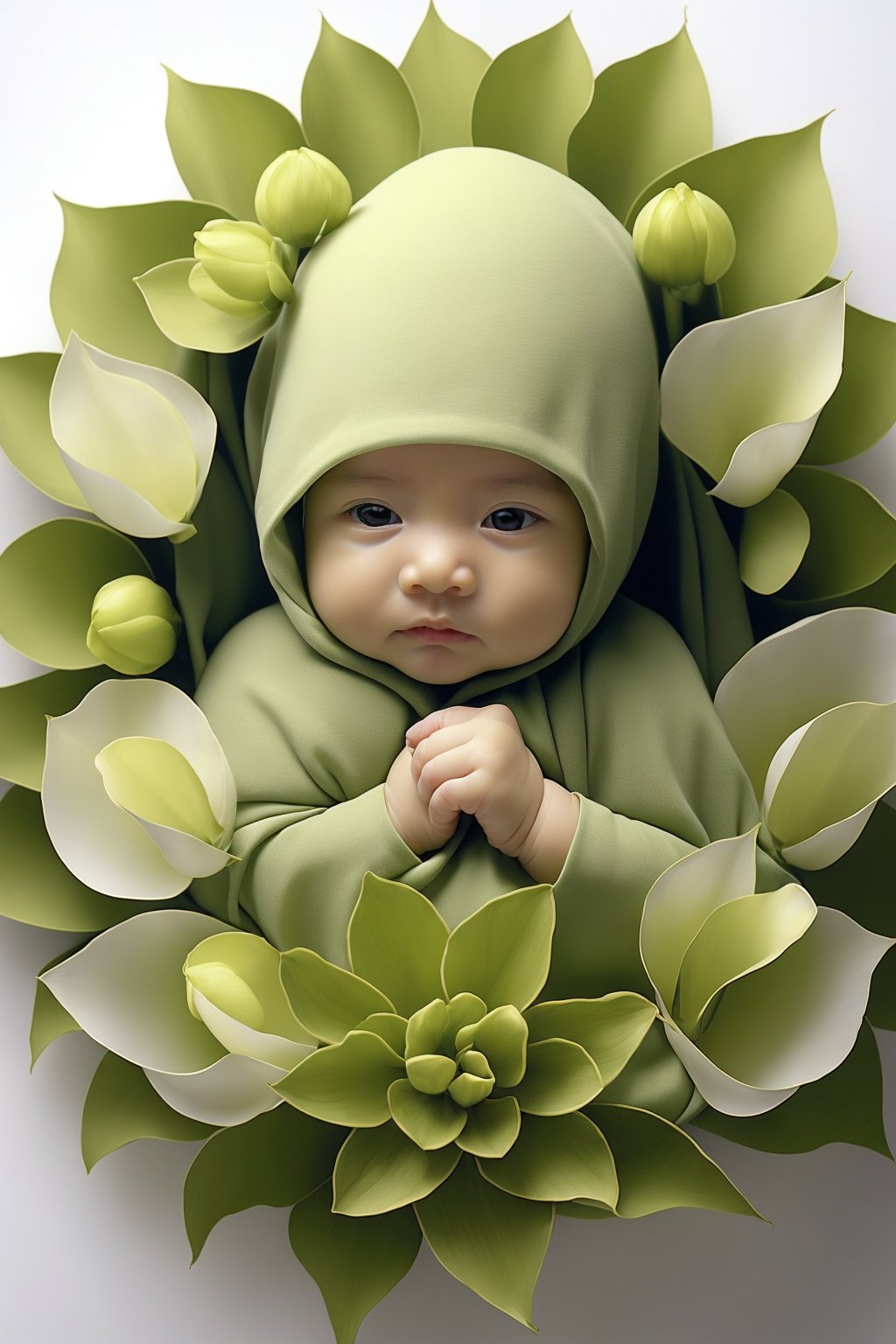 masterpiece,best quality,<lora:婴儿写真:1>,baby,flower,green,