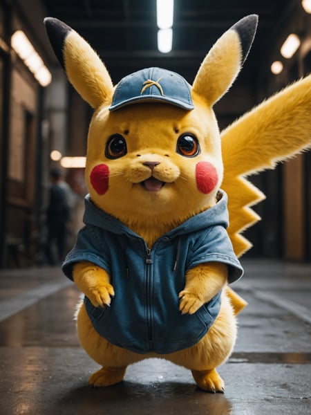 Photography, full body of real life pikachu portrait, symmetrical, highly detailed, smooth, sharp focus, cinematic lighting, kkw-ph1, cinematic film still