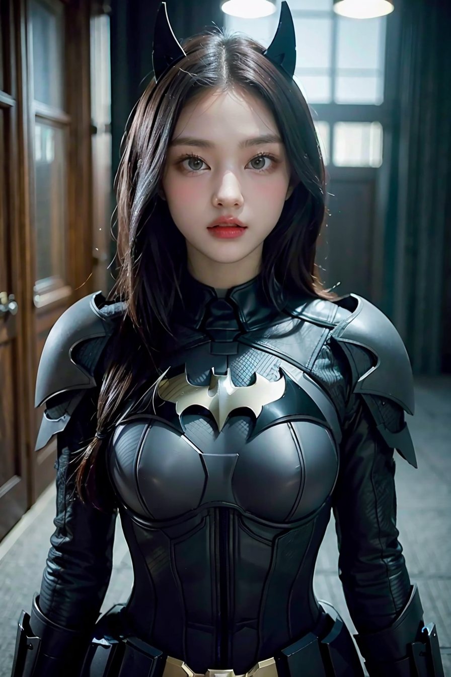 (masterpiece), best quality, perfect face, 1girl,  batman armor suit,  <lora:nwjeans_haerin-04:1>