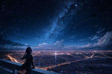 masterpiece, best quality, whale,starry sky, city,lights <lora:RAL-000010:0.5>,1girl,cloudy sky, dloud