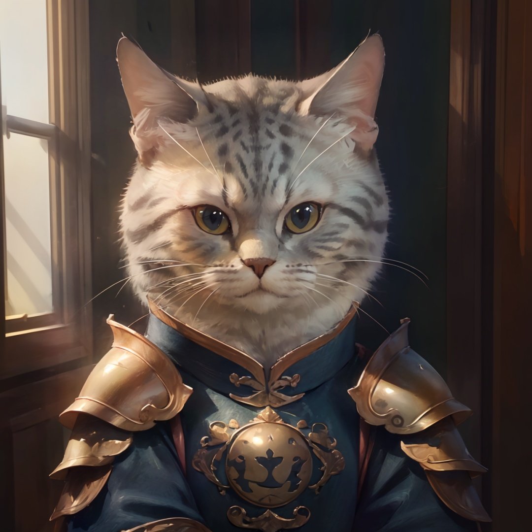 ((best quality)),((masterpiece)),(detailed),(realistic:1.4),ultra high res,Highly detailed,Exceptional detail,dramatic lighting,highres,meloncat,cat,8k,absurdres,Chinese Armor,chibi,