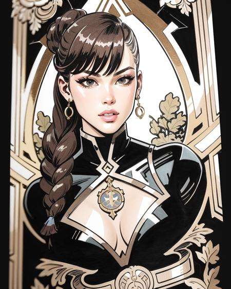 jossi of blackpink, female soldier, tarot card, highly detailed, digital painting, smooth, sharp focus, illustration, ultra realistic, 8 k, art by artgerm and alphonse mucha 