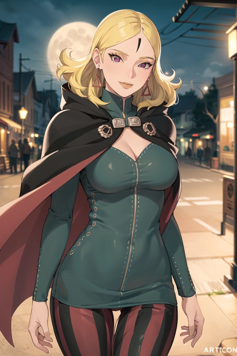 masterpiece, best quality, Delta, delta_dress, earrings, smile,cape, (upper body), best quality, masterpiece, intricate details, scenary, city, outdoors, night, sky, moon, trending on Artstation,1 girl, solo,looking at viewer, thigh gap, cowboy shot, standing,(intricately detailed, hyperdetailed), blurry background,depth of field, best quality, masterpiece, intricate details, tonemapping, sharp focus, hyper detailed, trending on Artstation,1 girl, high res, official art