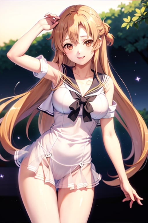 (transparent_sailor:1.2),cleavage,<lora:Asuna-10:0.8>,Asuna,light smile,wet_skin,sexy,best quality