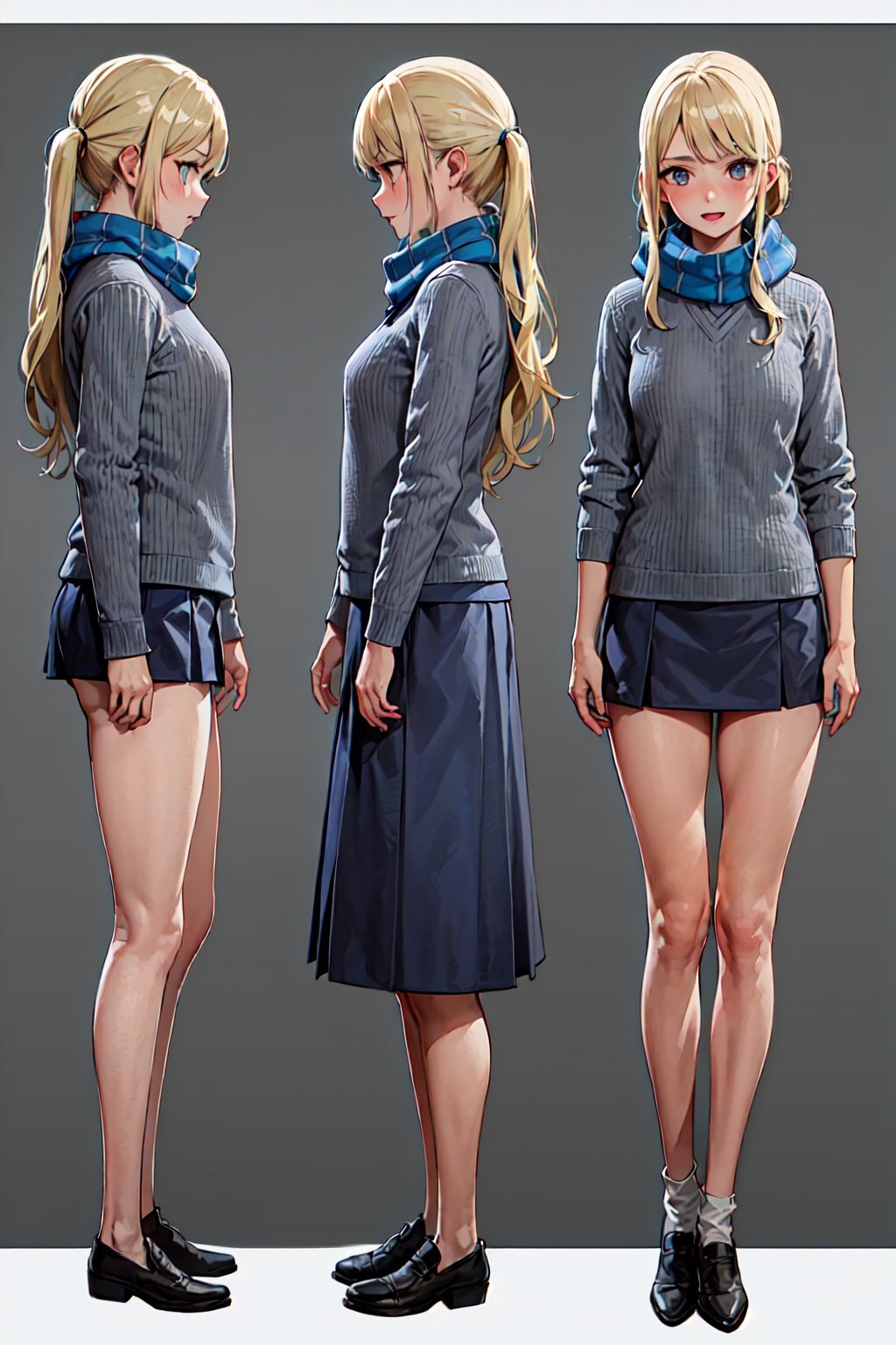 1girl, solo focus, full body, standing, simple background, 
(ravenclaw, hogsweater, blue tie, grey sweater, short skirt),
wavy hair, long hair, blond hair, 
(masterpiece, best quality, extremely detailed, highly detailed face, beautiful detailed eyes),hogrobe,hogscarf