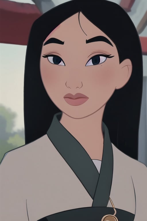 (8k, RAW photo, best quality, masterpiece:1.2), (intricate details), (best quality), (highres), ((perfect eyes)), perfect face, perfect lighting, vivid colors, intense colors, 1girl, cartoon style, famulan, solo, black hair, black eyes, <lora:famulan:0.85>